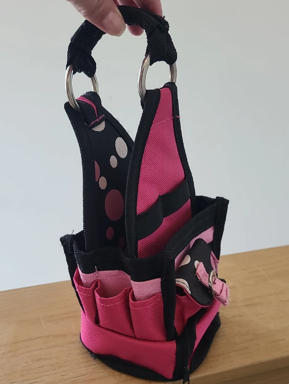 AMM Tote-Ally Cool Mini-Tote Pink Sling Organizer Bag with Black Trim